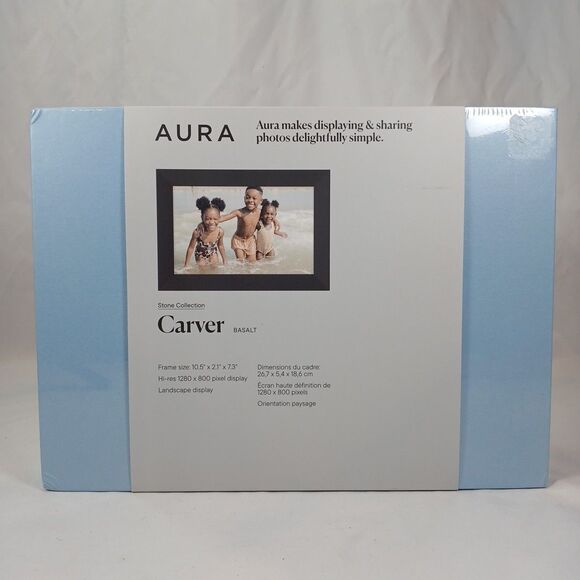 Aura Carver Digital Photo Frame 10.1” Wi-Fi HD 1280x800 Basalt Black NEW Sealed - Picture 1 of 6